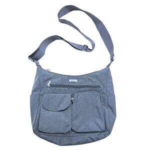 Baggallini Crossbody Bag Travel Nylon RFID Pocket Gray Modern Wallet Credit